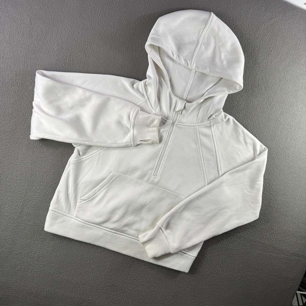 Laslulu Hoodie Women M White Pullover Sweatshirt Half Zip‎ Cozy Active - Picture 2 of 10